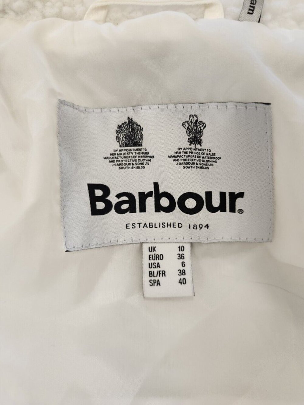 Barbour Netley women's white fleece jacket in size USA 6 - Picture 4 of 10